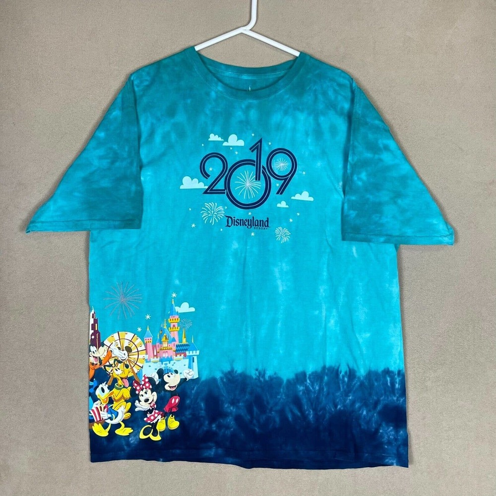 Disney Parks Shirt Adult 2XL Blue 2019 Disneyland Mickey Minne Pluto Donald Men